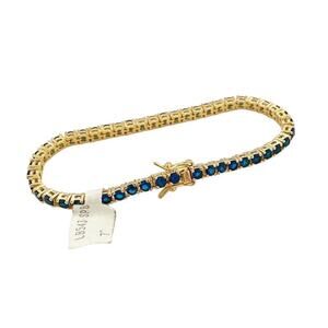 14kt Gold Plated Capri Blue Royalty Tennis Bracelet